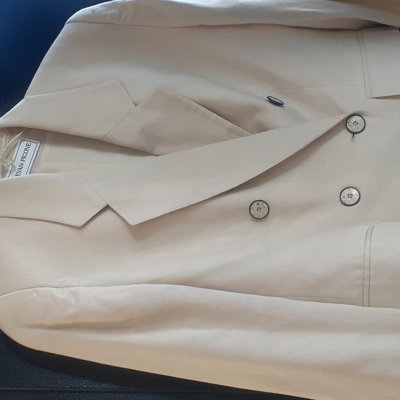Evan Picone cream Nude Wool ? Blazer crop Jacket size 10 - Picture 5 of 13